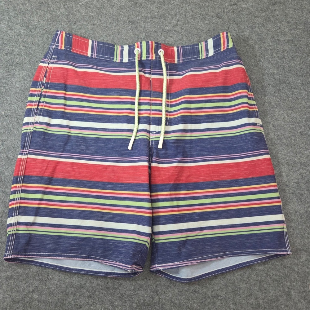Johnnie-O Mens Swim Trunks M  Stripe Stretch Board Shorts Beach